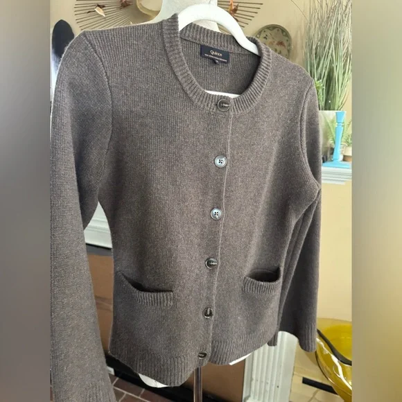 Quince Mongolian Cashmere Structured Cardigan in brown size S - Picture 14 of 16